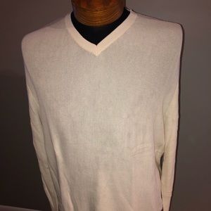 Men’s pale yellow polo by Ralph Lauren cotton v-neck sweater.  Size xl.